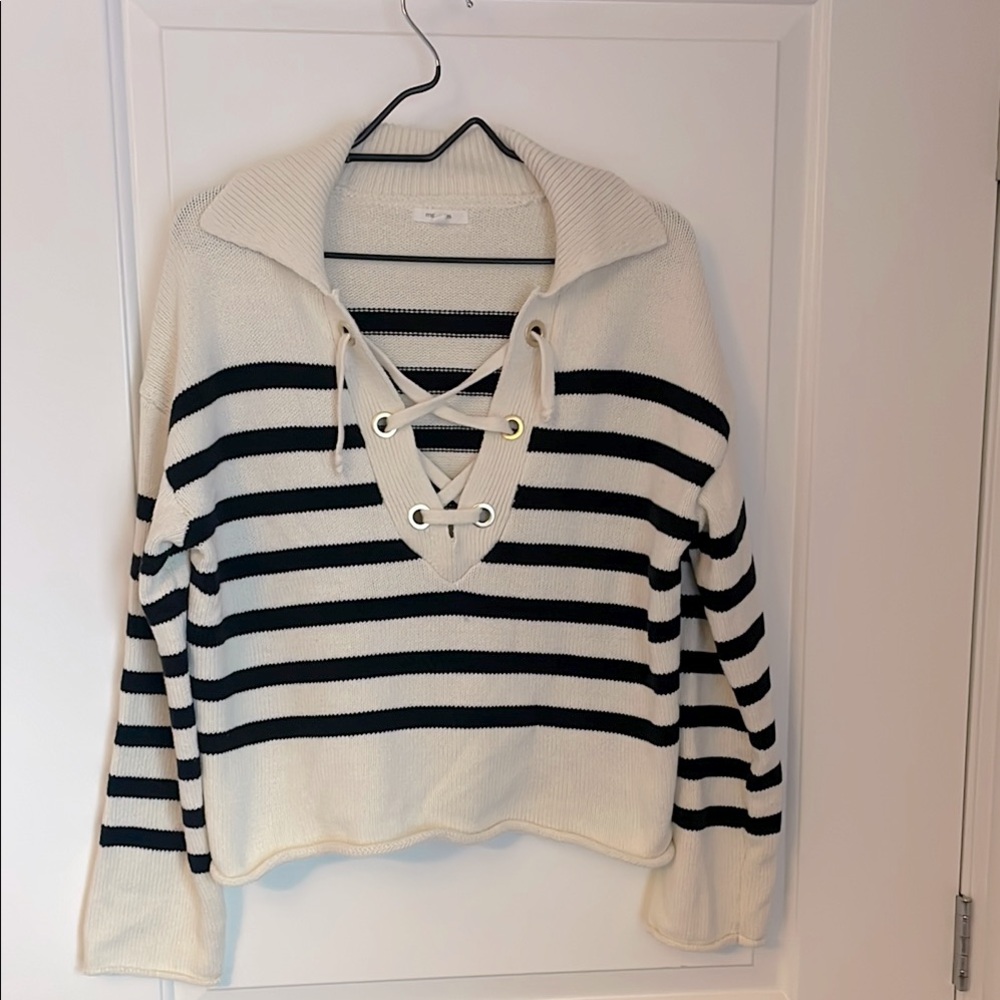 Maurices Black and White V-Neck Sweater